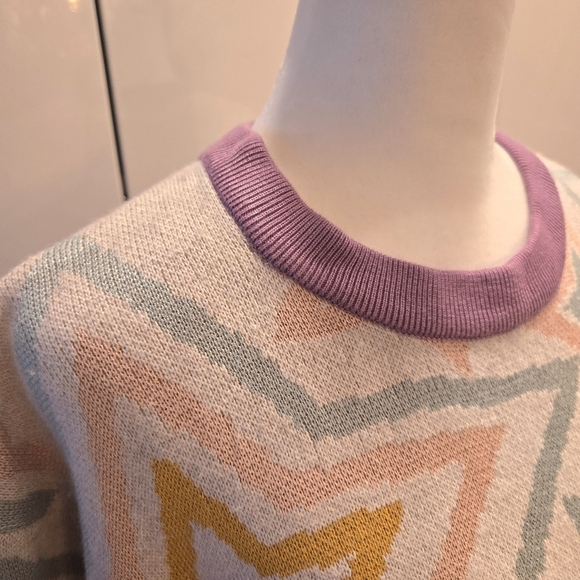 NWT Splendid Ziggy Star Oversized Crewneck Sweater White Blue Yellow Size Small - Picture 6 of 13